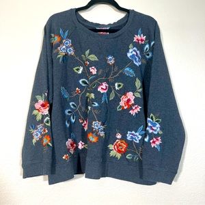 Johnny Was XL Renata raglan sweater gray